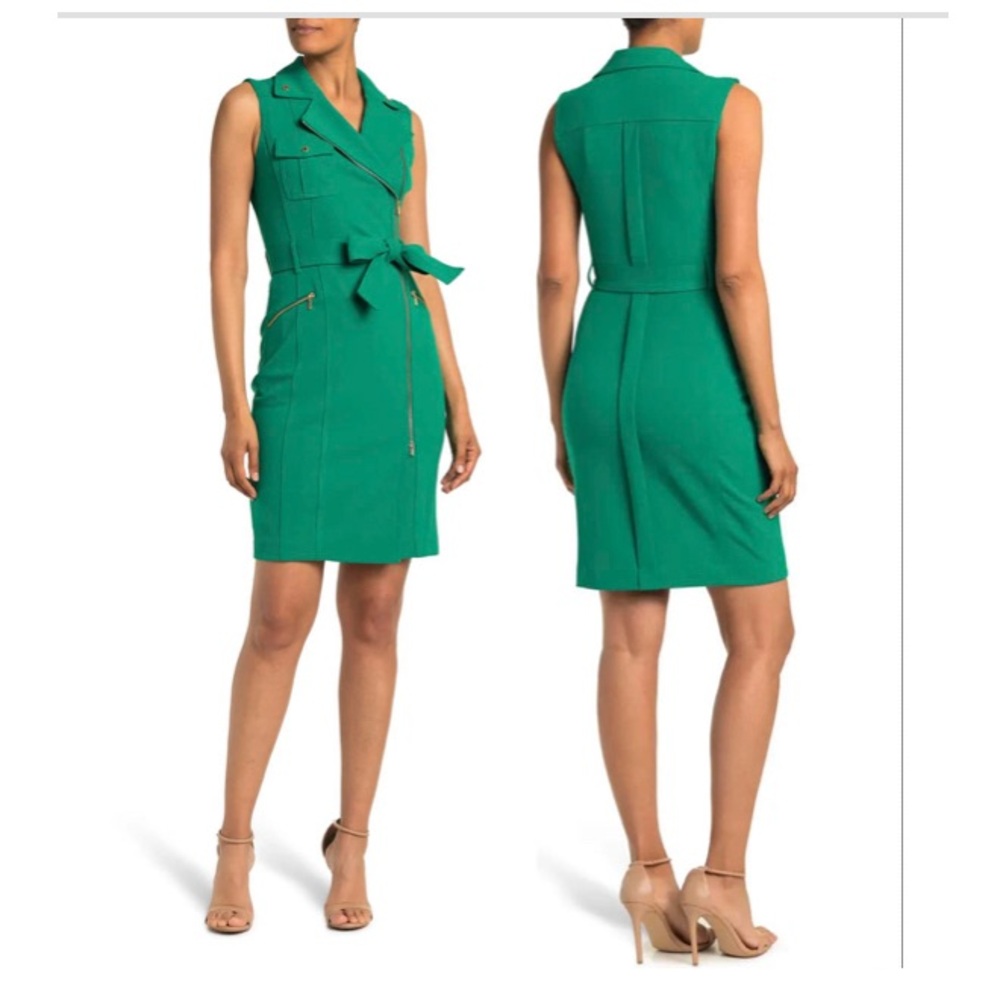 Calvin Klein Sleeveless Moto Sheath Dress